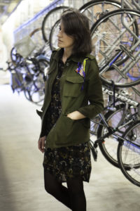 Indigo Style patched jacket with floral shirt dress #30wears