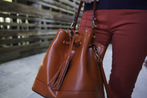 Style Indigo red Italian leather handbag