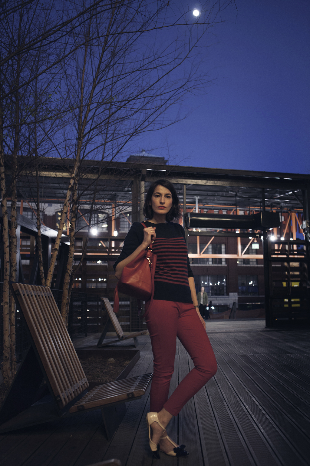 Style Indigo sailor style red trousers and strip jumper